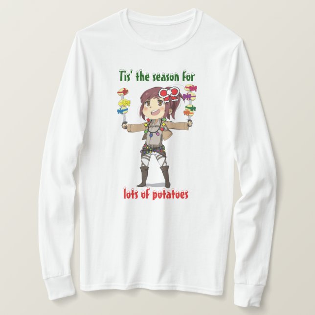 Attaque sur le T-shirt long de douille de vacances (Design devant)