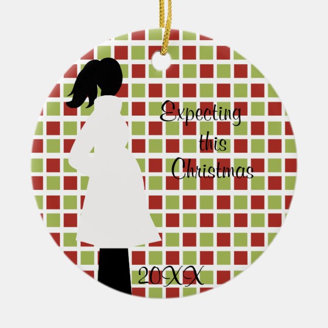 Attendre cet ornement de grossesse de Noël (Devant)