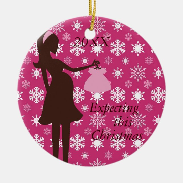 Attendre cet ornement de grossesse de Noël (Devant)