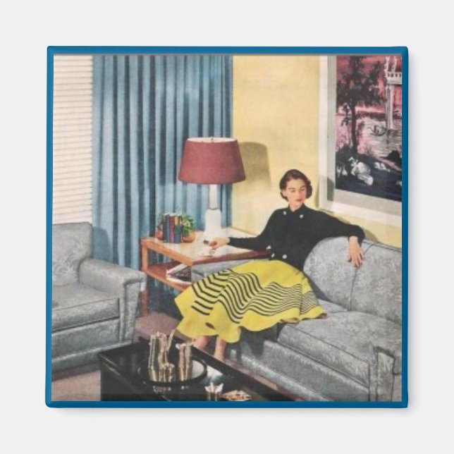 ATTENDRE, Magnet rétro des années 1950 (Devant)