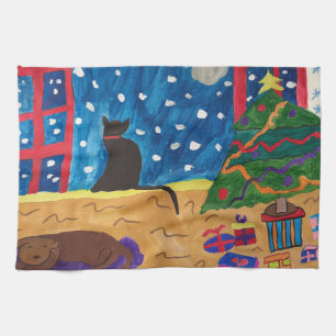 Attente De La Serviette De Thé De Noël