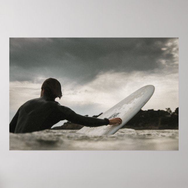 Attente de la vague Surf Art Surfer Poster (Devant)