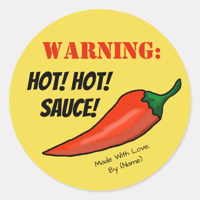 Attention : Chaud ! Étiquette de poivre au chili m (Devant)