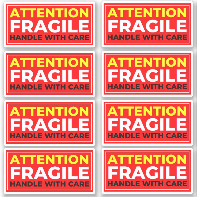 Attention Fragile Stickers (Handle with Care) Aufkleber (Vorderseite)