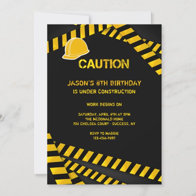 Attention Invitation Casque de Chantier (Devant)