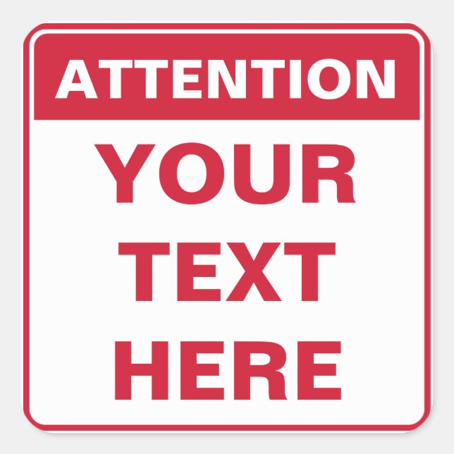 Attention Sign, squared, template, version, Quadratischer Aufkleber (Vorderseite)