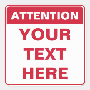 Attention Sign, squared, template, version, Quadratischer Aufkleber