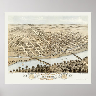 Attika, IN panoramischer Karte - 1869 Poster