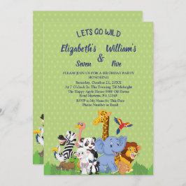 Attirons Wild double invitation d'anniversaire con