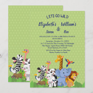 Attirons Wild double invitation d'anniversaire con