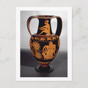 Attische rote Figur-Amphora, die einen Satyr-Strug Postkarte