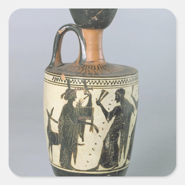 Attische Schwarzfigurlekythos Quadratischer Aufkleber (Vorderseite)