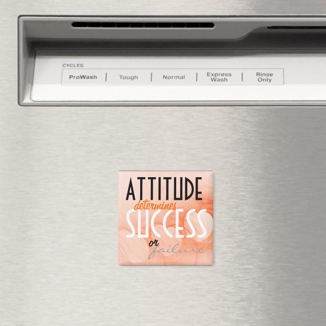 Attitude...Erfolg Orange Herz Hintergrund Magnet (In Situ (Geschirrspüler))