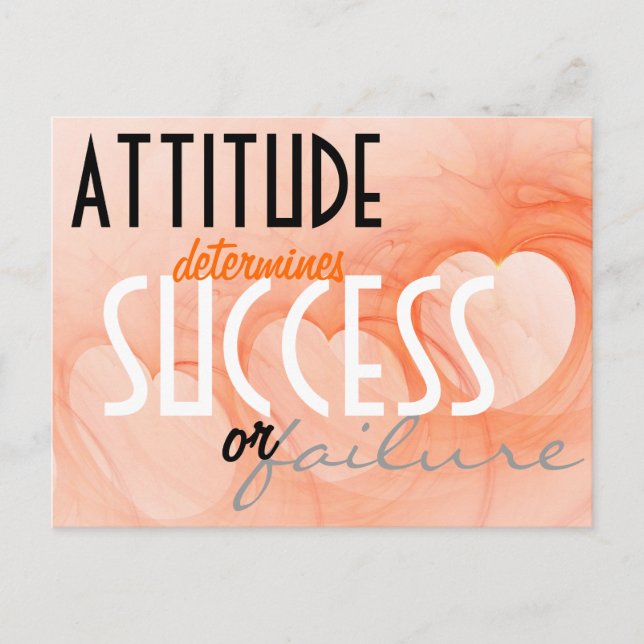 Attitude...Erfolg Orange Herz Hintergrund Postkarte (Vorderseite)