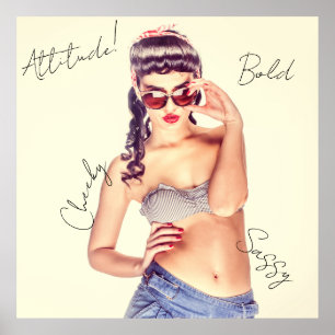 Attitude! Retro-Modell in Kurzform und Bikini top. Poster