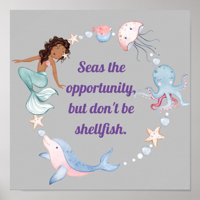 Attitude Sea Creature Sprichwort Poster (Vorne)