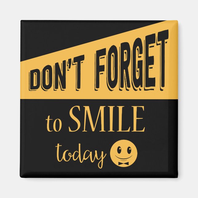 Attitude Smile sieht Motivierend Schwarz und Gold  Magnet (Vorne)