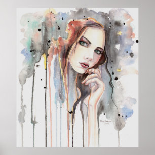 Attitude Watercolor Abstraktes Portrait Poster