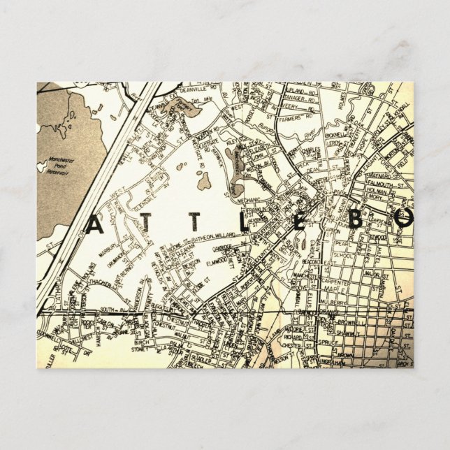 Attleboro, MA Vintage Karte (Vorderseite)