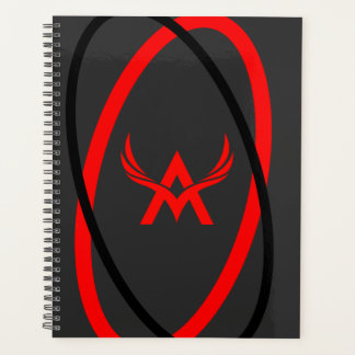 Attoni Dark Gray Red and Black Ellipticals Logo Planer