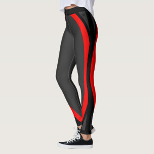 Attoni Dark Gray Red und Black Side Strip Sports Leggings