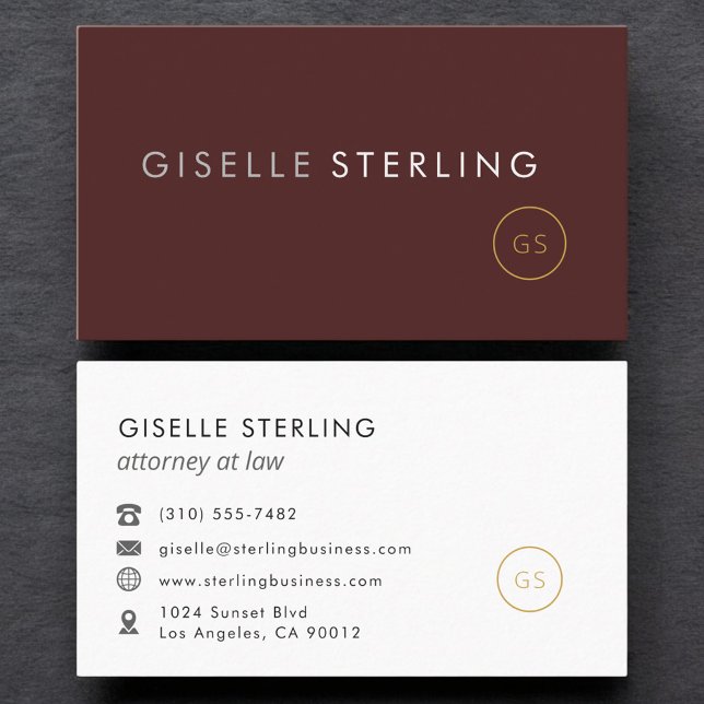 Attorney at Law Burgundy & Gold Visitenkarte (Von Creator hochgeladen)
