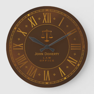 ATTORNEY AT LAW   Elegant Brown Personalizable Große Wanduhr