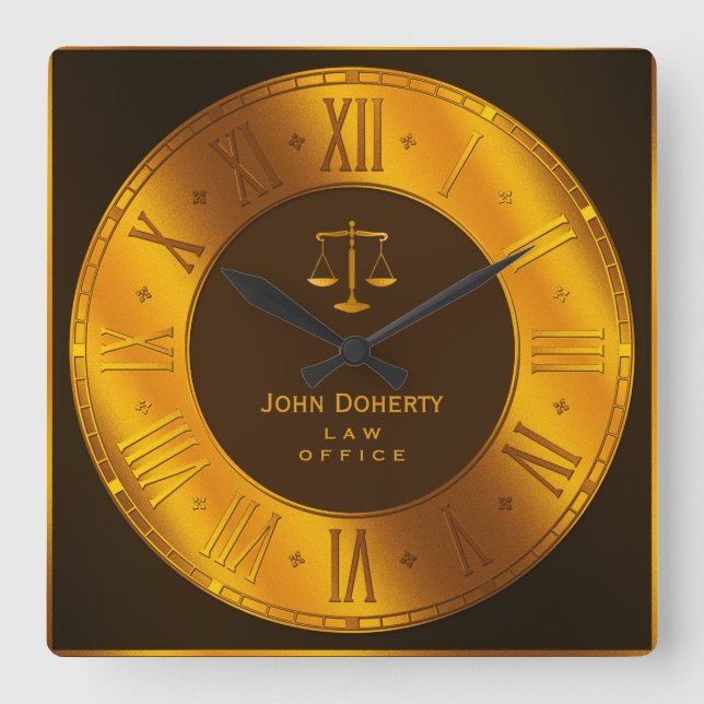 ATTORNEY AT LAW | Elegant Quadratische Wanduhr (Vorderseite)