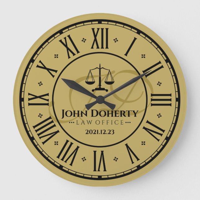 ATTORNEY AT LAW | Golden Personalizable Square Wal Große Wanduhr (Vorderseite)