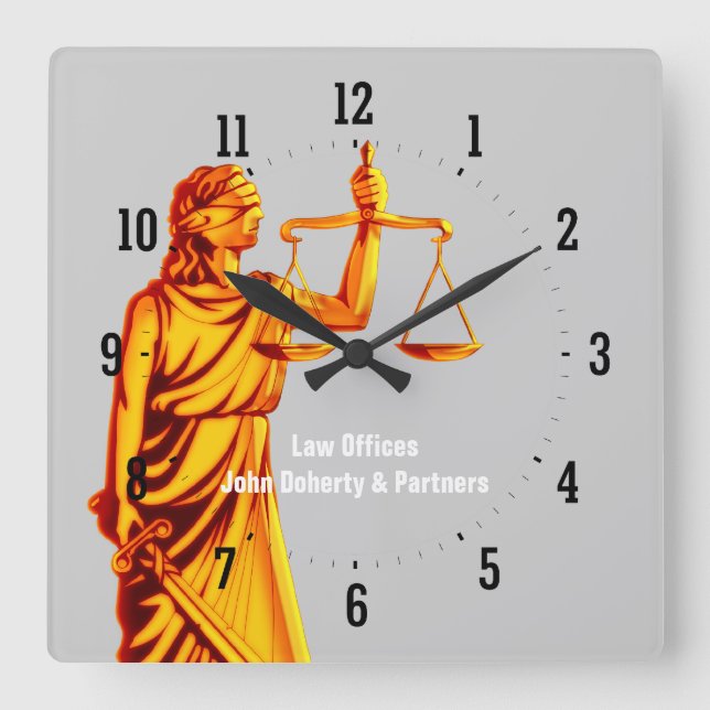 Attorney at Law - Time for Justice Quadratische Wanduhr (Vorderseite)