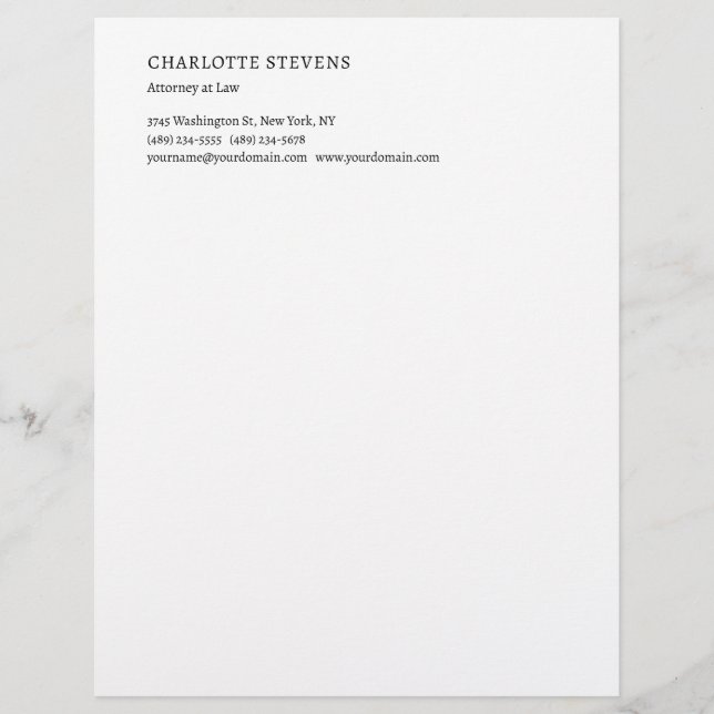 Attorney at Law Trendy Minimalist Elegant Simple Briefbogen (Vorderseite)