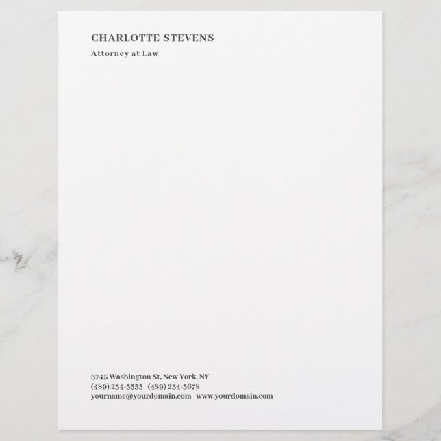 Attorney at Law Trendy Minimalist Elegant Simple Briefbogen (Vorderseite)