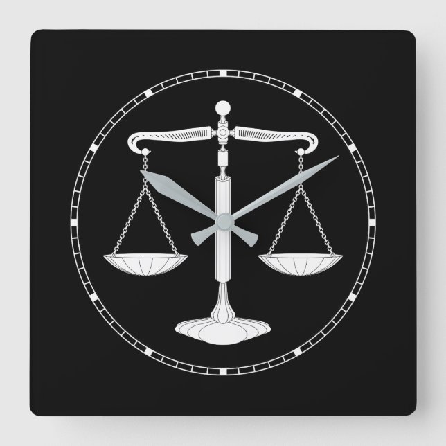 ATTORNEY AT LAW | White Scales Quadratische Wanduhr (Vorderseite)