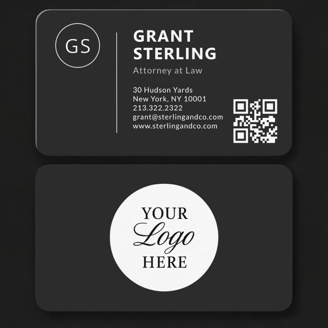 Attorney Black Logo QR Code Professional Visitenkarte (Von Creator hochgeladen)