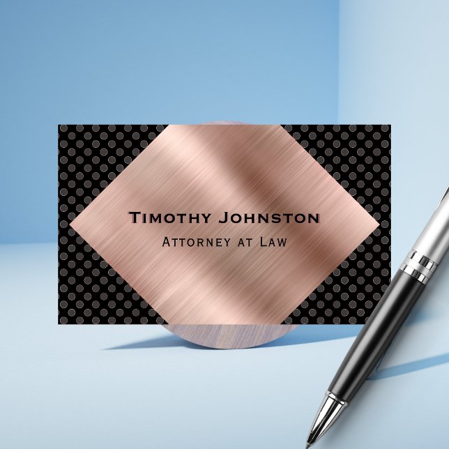 Attorney Elegant Black and Rose Gold Copper Look Visitenkarte (Von Creator hochgeladen)