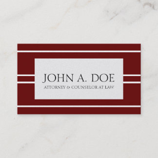 Attorney Lawyer Law Firm Cherry Gold White Stripes Visitenkarte