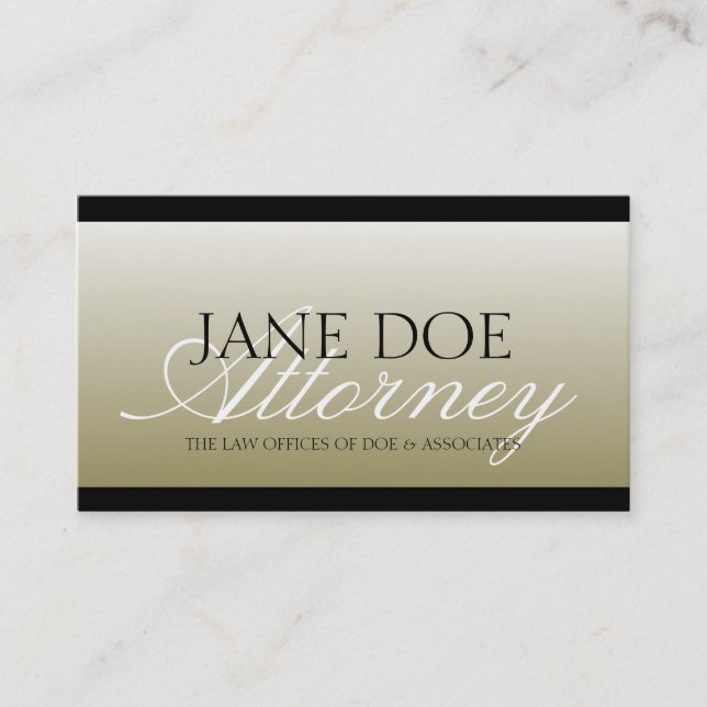 Attorney Lawyer Law Firm Office Script Gold Fade Visitenkarte (Vorderseite)
