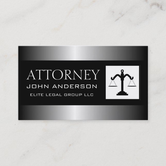 Attorney Lawyer Silver Metal Metallic Border Visitenkarte (Vorderseite)