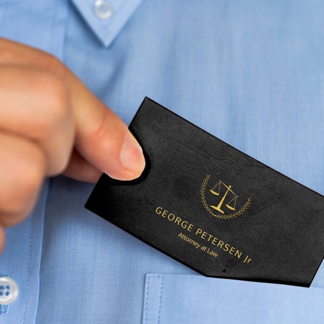 Attorney Luxus Gold Maßstab schwarzes Leder Look Visitenkarte (Von Creator hochgeladen)