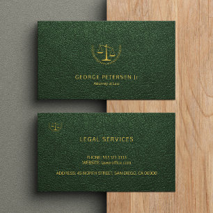 Attorney Luxus Gold-Skala dunkelgrünes Leder Look Visitenkarte