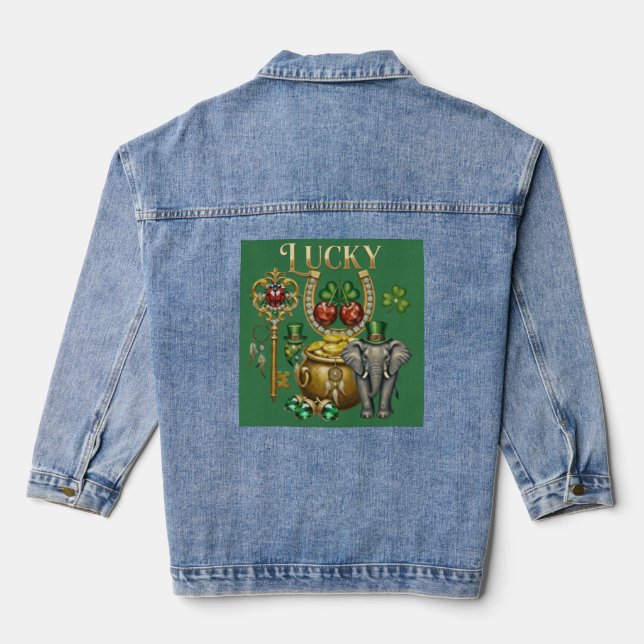 Attracting good luck golden charms and cherry jeansjacke (Rückseite)