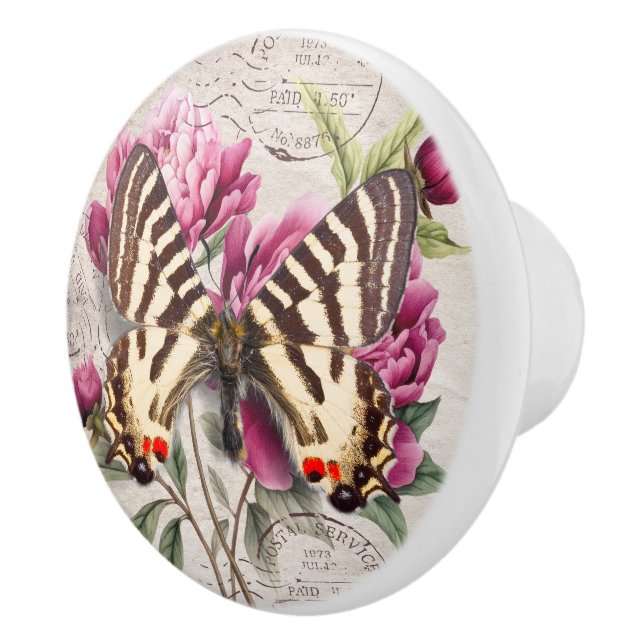 Attractive french artwork Botanical kraft paper Keramikknauf (Rechts)