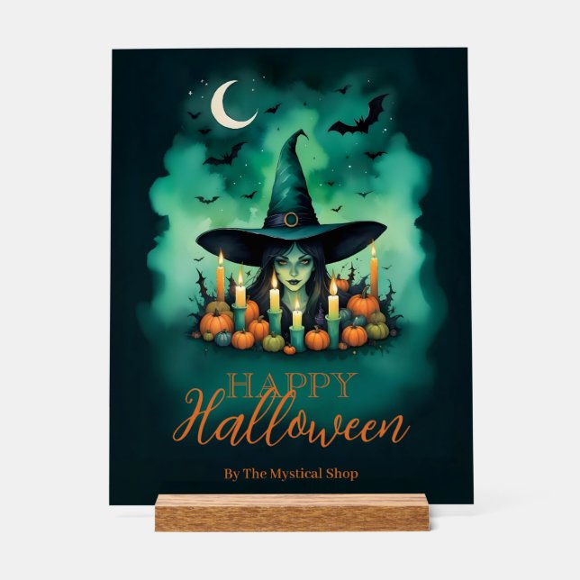 Attractive & Mystical Halloween Witch Conjures  Acrylschild (Vorderseite)