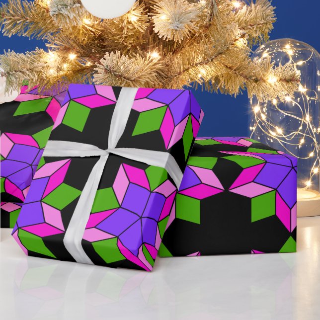 Attractive ornament with abstract violet flowers geschenkpapier (Feiertage)