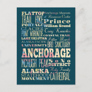 Attraktionen & berühmte Orte von Anchorage, Alaska Postkarte