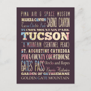 Attraktionen & berühmte Orte von Tucson, Arizona. Postkarte