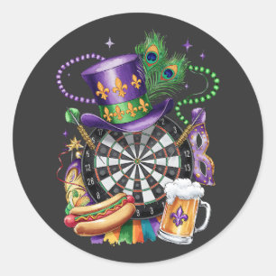 Attraktiv Mardi Gras Mix Darts Kostüm Festival Runder Aufkleber