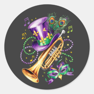 Attraktiv Mardi Gras Mix Trumpet Kostüm Festivals Runder Aufkleber