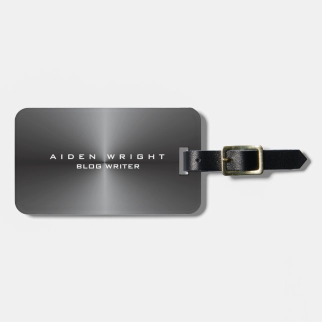 Attraktiv Metallic Gray Stilvoll Moderne Minimalis Gepäckanhänger (Vorderseite horizontal)