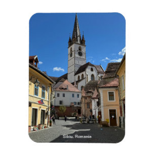 Attraktive Ansicht von Sibiu, Rumänien an einem Magnet